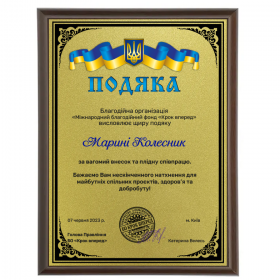 Друк на металі ЗОЛОТО А4 (210*297 мм) дипломів, грамот, подяк, інформаційних табличок