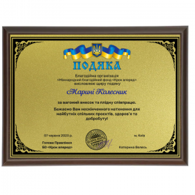 Друк на металі ЗОЛОТО А5 (148*210 мм) дипломів, грамот, подяк, інформаційних табличок